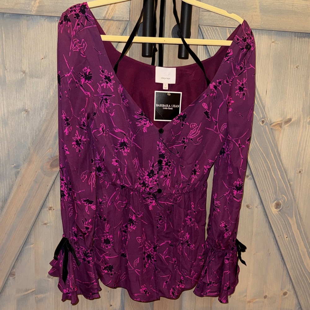 Cinq à Sept Purple Floral Blouse